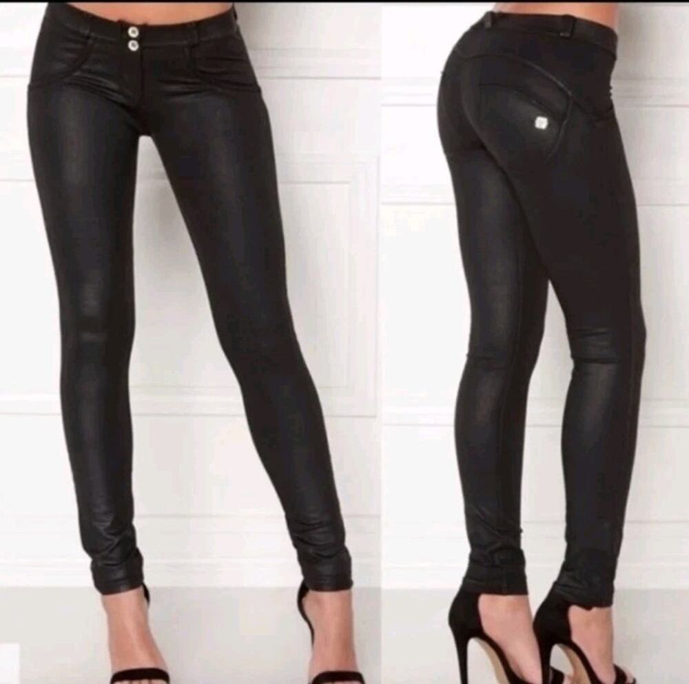 Freddy WR.UP Black Faux Leather Shaping Pants Womens XXL US 12 Style 4458